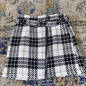 ZARA Plaid belted skirt